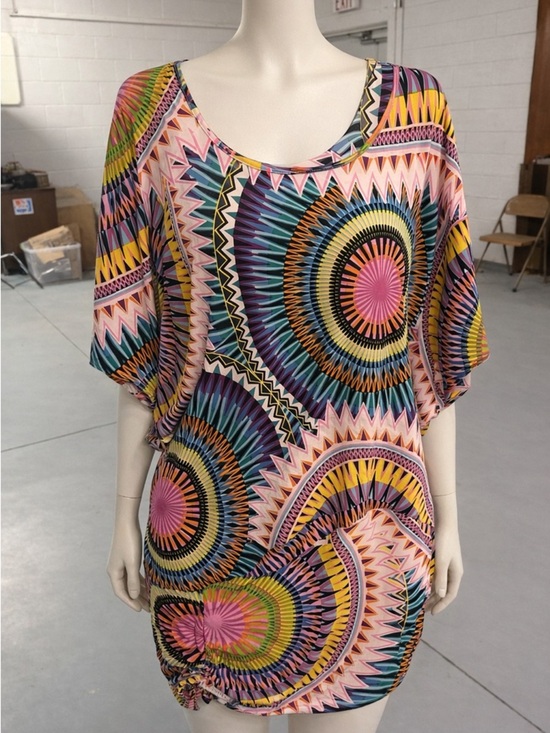 Lascana For Venus Dresses & Skirts - Lascana Vibrant Geometric Sunburst Shift Dress - Multicolor